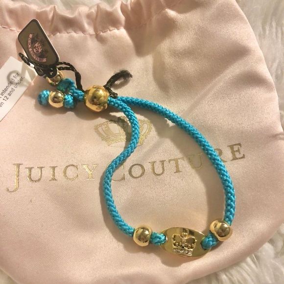 NEW - JUICY COUTURE Teal Rope Gold Crown Bracelet - Picture 2 of 2